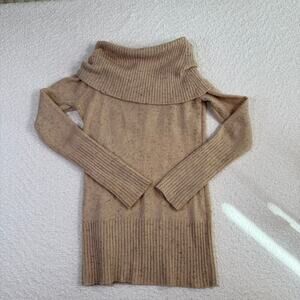 Saks Fifth avenue wild about cashmere turtle neck womens tan size small